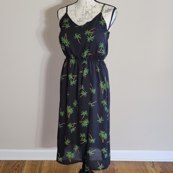 Charming Charlie Black Sleeveless Palm Tree Dress - Picture 1 of 4